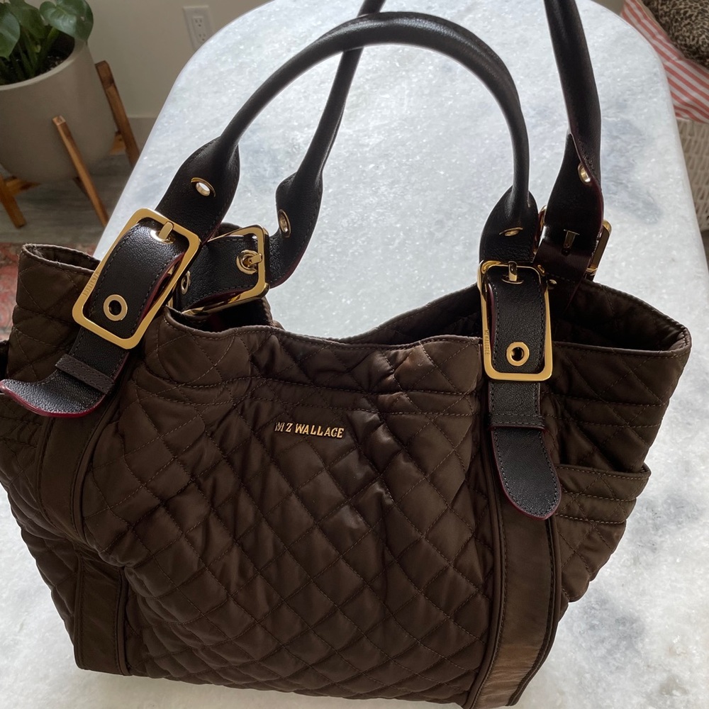 MZ Wallace Quilted Ava Tote Bag, chocolate